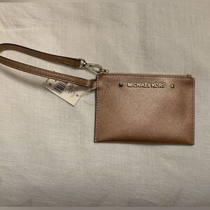 NWT Michael Kors Karla Small Leather Wristlet- Ballet
